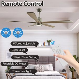 Ventilatore da Soffitto Moderno a LED da 60 Pollici con Luce, Motore DC Reversibile Silenzioso a 6 Velocità, Telecomando Incluso, Ideale per Cucina e Sala da Pranzo - Product Image 2