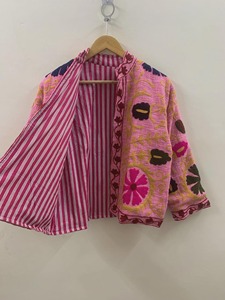 Chaqueta de punto con cuello mandarín para mujer, talla grande, bordado floral, manga larga, estilo bohemio, ropa exterior informal, temporada de primavera - Product Image 4