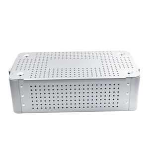 Boîte autoclave en aluminium perforé pour la stérilisation des instruments chirurgicaux avec couvercle, conteneur stérilisé Salaar, certifié CE ISO - Product Image 1