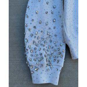 Custom Men's Rhinestone Zip Up Hoodie <b>Sparkle</b> Studded Streetwear Hooded <b>Jacket</b> Premium Fashion OEM Clothing Manufacturer Trendy - Product Image 6