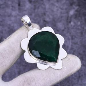 Colgante de Plata de Ley con Esmeralda Brasileña, Joyería Bohemia Hecha a Mano, Collar con Piedra Preciosa Natural, Venta al por Mayor - Product Image 5