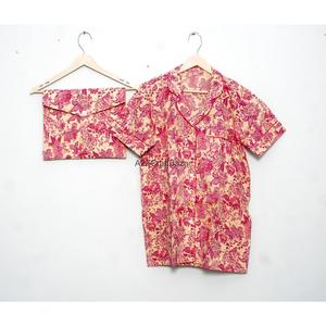 Conjunto de Pijama de Manga Corta de Algodón Suave de Lujo para Mujer, Estampado Floral, Ligero, Transpirable, de Secado Rápido, Pantalones Cortos para Estar en Casa en Verano - Product Image 5