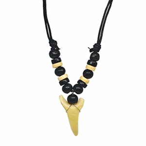 Fashion <b>Beaded</b> <b>Necklace</b>-20mm Hunter Tooth Pendant with Adjustable Pure Leather Cord for <b>Men</b> & Boys - Product Image 3