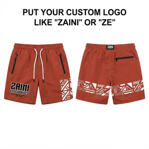 <b>Mens</b> Windbreaker <b>Shorts</b> 120 GSM Premium Polyester Taslon Rust Orange <b>White</b> Graphic Panel Custom Sublimation Embroidery Logo - Product Image 1