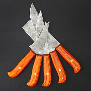 Ensemble de couteaux de chef en acier damas forgé CustomForge, 5 pièces, faits à la main, ambidextres, couteaux de cuisine professionnels, tranchants et durables - Product Image 5