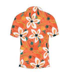 Men’s <b>Orange</b> Floral Print <b>Polo</b> Shirt Short Sleeve Casual Summer Fashion Golf Tee - Product Image 5