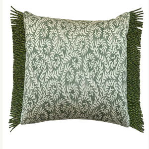 Bullion Fringe Pistachio Velvet <b>Cushion</b> <b>Cover</b> 50x50cm - Product Image 1