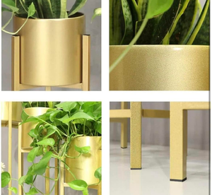 <b>Flower</b> Stands Planter for Living Room Bedroom <b>Display</b> Plant Stand Tall Indoor Plant Stand with Planter Pot (Set of 4-Golden) - Product Image 2