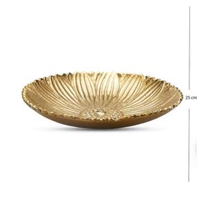 Tazón de Metal Hecho a Mano con Diseño Floral Tallado, Acabado Dorado, Plato Decorativo para Servir, Estilo Glamuroso, Ideal para Regalo - Product Image 4