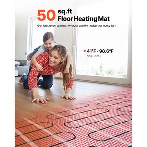 Sistema di Riscaldamento Elettrico a Pavimento Radiante con Rete Autoadesiva da 50 Piedi Quadrati, 120V, Termostato con Controllo Intelligente - Product Image 2