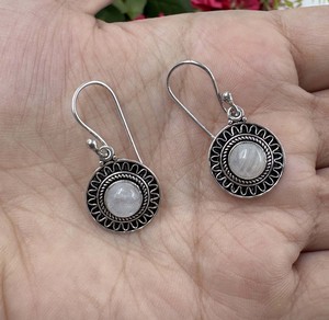 Natural Moonstone Silver Plated Brass Drop <b>Earrings</b> Classic <b>Hook</b> Style Handmade Gemstone Dangle <b>Earrings</b> Women's Fashion - Product Image 3