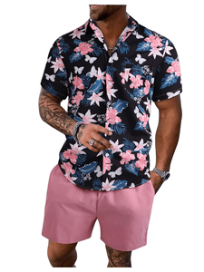 Conjunto de Camisa de Manga Corta con Estampado y Pantalones Cortos de Playa para Hombre, Combinación Casual de Verano para Vacaciones, Top Colorido, Conjunto de Dos Piezas para Hombre - Product Image 3