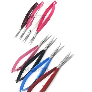8 Tijeras de Acero Inoxidable con Recubrimiento en Polvo de 8 Colores Diferentes, Tijeras de Bordado con Resorte, Extra Afiladas, Rectas Rusas - Product Image 5
