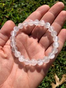 Hot Sale Premium Grade Feng Shui Selenite Crystal Beaded <b>Bracelet</b> Handmade Women's Men's Natural Healing Stone <b>Elastic</b> - Product Image 3