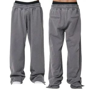 Premium Quality Plus Size <b>Men</b> Flared Joggers Pants Breathable Soft Baggy <b>Wide</b> Straight <b>Leg</b> Pants Sweatpants With Drawstring - Product Image 4