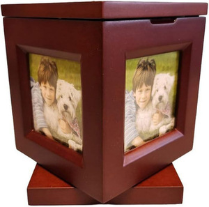 High Quality American Style Modern Natural Wood Brown Pet Memorial Urns for Cat Dog <b>Ashes</b> <b>Keepsake</b> Photo Frame Custom Logo - Product Image 5