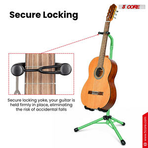 5 Core Heavy Duty Adjustable Floor Guitar Stand with <b>Triangle</b> <b>Bracket</b> and Neck Holder for Acoustic/Electric/Classic/Bass Guitars - Product Image 4