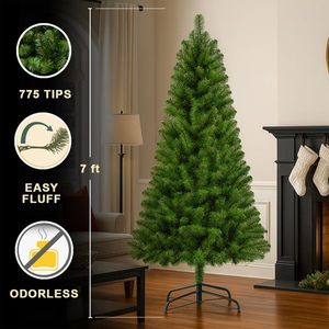 7FT Unlit Classic Green <b>Artificial</b> Christmas <b>Tree</b> with 775 PVC Tips and Sturdy Metal Stand Full <b>Branches</b> - Product Image 3