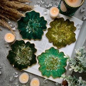 Handmade High Quality Resin <b>Coasters</b> Custom Logo Color Design Printing Custom Size Modern Art Style Durable <b>Drinks</b> Wedding - Product Image 2