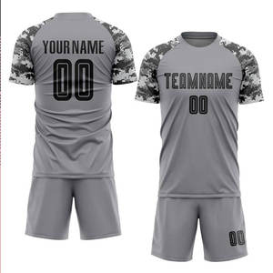 Uniforme de Fútbol para Hombre, Camuflaje Gris, Manga Corta, Poliéster que Absorbe la Humedad, Ajuste Atlético, para Toda Temporada, Impresión Sublimada, Logotipo Personalizado - Product Image 1
