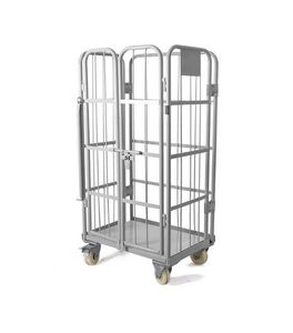 Two Deck Roll Container Heavy Duty Mobile Roll Cage Trolley 200KG Load Warehouse Storage <b>Cart</b> Steel Wire Mesh - Product Image 1