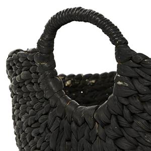 Panier en jacinthe d'eau blanc et noir avec poignée en forme d'anneau, panier de rangement fait main, vente en gros, écologique, fabriqué au Vietnam - Product Image 3