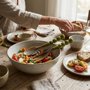 Ensemble de saladiers en résine et corne, faits à la main, vente en gros, personnalisables OEM ODM, avec poignée en corne véritable et résine verte, ustensiles de cuisine DECORYUG - Product Image 3