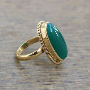 Anillo de ónix verde chapado en oro de 18 quilates, anillo de piedra preciosa natural, regalo para ella - Product Image 5