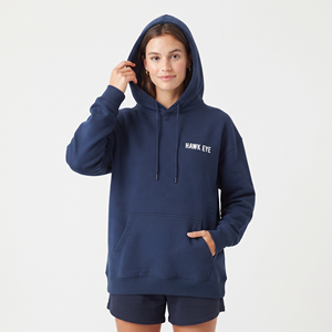 Sudadera con Capucha Extra Grande para Mujer, de Algodón, Hombros Caídos, Color Azul Marino Sólido, Sudadera Informal - Product Image 4