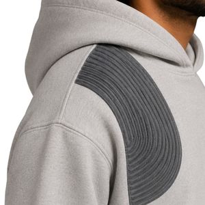 Sweat à capuche gris personnalisé pour homme en molleton de coton épais, broderie géométrique, streetwear, fabrication OEM sous marque privée - Product Image 3