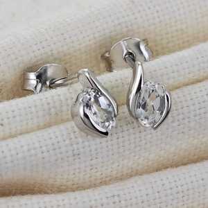 White Topaz <b>Studs</b> Contemporary Elegant Everyday Wear Jewelry - Product Image 5