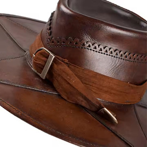 Unisex Brown Leather Cowboy <b>Hat</b> With Braided <b>Band</b> Casual Outdoor Style Adult Spring Autumn Fit 56-58CM 2026 - Product Image 5