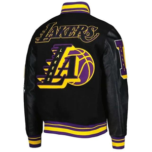 Authentic <b>Wool</b>-Blend Collegiate Jacket for Men with Vegan Leather Sleeves and <b>Quilted</b> Thermal Lining - Product Image 4
