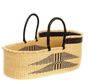 Panier à langer géométrique en fibre naturelle et jonc de mer, avec panier à langer pour enfant en rotin et poignées noires pour unités de table - Product Image 3
