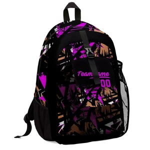 Sac à dos personnalisable à motif géométrique avec nom et numéro d'équipe pour l'école, le sport, usage quotidien, unisexe, polyester, capacité 20-37L - Product Image 1