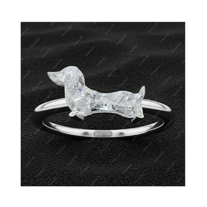 Ideas de regalos de Navidad originales, anillo de diamantes personalizado único con diseño de perro salchicha para mamá, papá, marido, joyería por menos de 500 para 2025 - Product Image 1