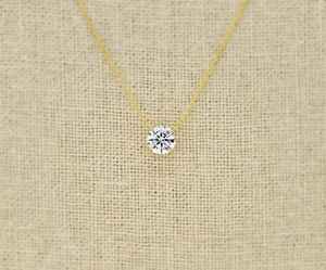 14K Yellow Gold IGI Certified Lab Grown CVD Round Brilliant Cut Diamond Necklace VS1 F Color Luxury Fine Jewelry For Sale - Product Image 2