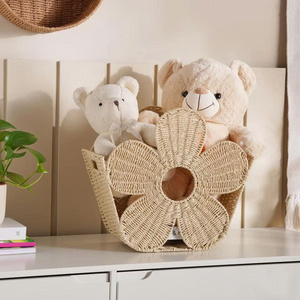 Cesta de flores de fibra de papel hecha a mano, cesta decorativa de almacenamiento, organizador floral, ideal para habitación de niños, bebés o decoración del hogar. - Product Image 3