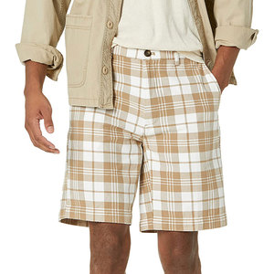 Men's Plaid Cotton Shorts Beige White <b>Checkered</b> Pattern Casual Summer Wear - Product Image 4