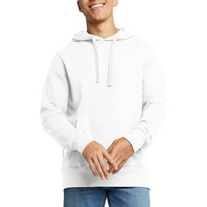 Sudadera con Capucha Blanca para Hombre, Sudadera Lisa con Capucha, Informal, de Manga Larga, con Bolsillo Tipo Canguro, Mezcla de Algodón, Estilo Urbano - Product Image 1