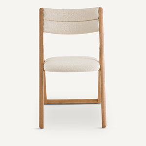 Chaise de jardin pliante scandinave, structure en bois de chêne, revêtement beige, pieds coniques, mobilier d'extérieur - Palma - Product Image 2