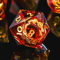 Ensemble de dés polyédriques DND en résine à bords tranchants, peints à la main, design écologique, avec incrustation de bague dorée pour Jeux de Rôle D&D
