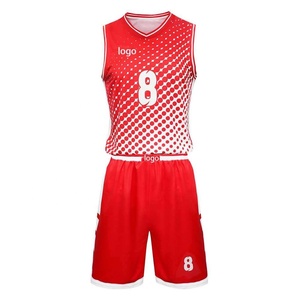 Conjunto de camiseta de baloncesto roja, uniforme de equipo sin mangas con cuello en V, kit deportivo estampado de secado rápido para entrenamiento y partidos - Product Image 1