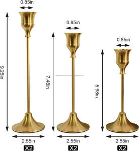 Vintage <b>Gold</b> Metal Pillars Candle Holders Set for Birthday Christmas Wedding Home Decor Durable Eco-Friendly <b>Table</b> Top - Product Image 2