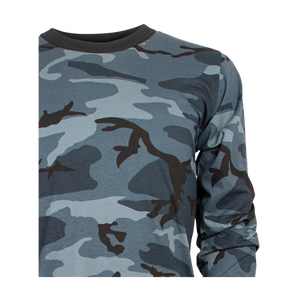 Slim fit Boys <b>Long</b>-Sleeve Waffle-Knit Thermal Crew Neck Shirt – Blue/Grey Camo - Product Image 2
