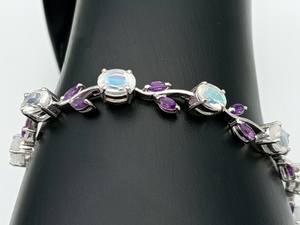 Moonstone Amethyst <b>Bracelet</b> 925 Sterling Silver Colorful Natural Gemstone Jewelry Handmade Elegant Gift For Women - Product Image 5
