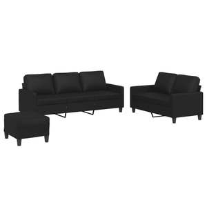 Juego de sofás para sala de estar de piel sintética negra con madera contrachapada de textileno metálico, muebles elegantes y duraderos - Product Image 2