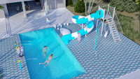 Toboggan aquatique en spirale pour piscine, équipement commercial pour piscine, fabricants de toboggans pour piscine enterrée, équipement de jeux aquatiques, piscine de villa