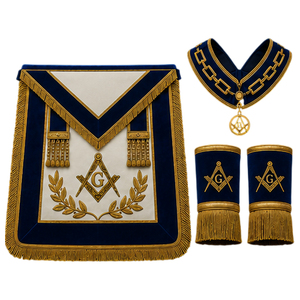 Blue Velvet Masonic Apron Badge <b>Sew</b>-On Embroidered 3D Fringe Safety <b>Pin</b> Custom Color - Product Image 2
