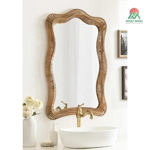 Wooden Art Deco <b>Wall</b> <b>Mirror</b> 26x38 Modern Decorative Wavy Design Authentic Wooden Frame Eco-Friendly Lightweight Bathroom <b>Mirror</b> - Product Image 3